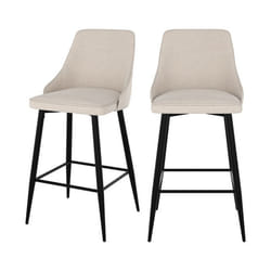 Lot de 2 chaises pour îlot central 66,5 cm en tissu beige - Pipo