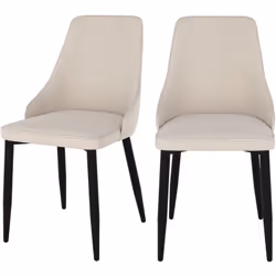 Lot de 2 chaises en tissu beige et pieds en métal - Pipo