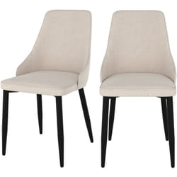 Lot de 2 chaises en tissu beige et pieds en métal - Pipo