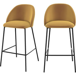 Lot de 2 chaises pour îlot central 66 cm en velours jaune moutarde - Karl
