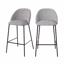 Lot de 2 chaises pour îlot central 66 cm en tissu chiné gris clair - Karl