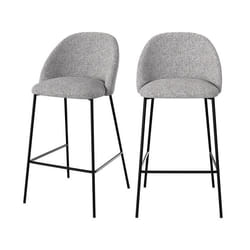 Lot de 2 chaises pour îlot central 66 cm en tissu chiné gris clair - Karl