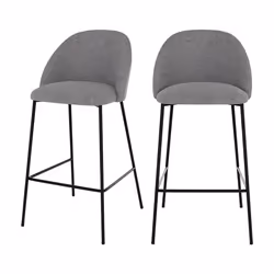 Lot de 2 chaises pour îlot central 66 cm en tissu chiné gris foncé - Karl