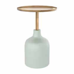 Table d'appoint ronde en métal  vert d'eau et laiton D40 cm - Lyne