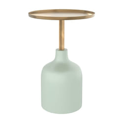 Table d'appoint ronde en métal  vert d'eau et laiton D40 cm - Lyne