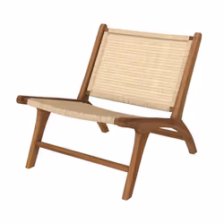 Fauteuil en bois de teck et tressage vannerie en rotin - Kilka