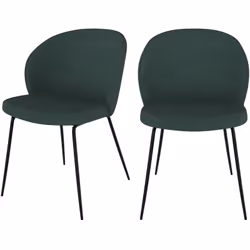 Lot de 2 chaises vertes en tissu bouclette et pied en métal - Groom