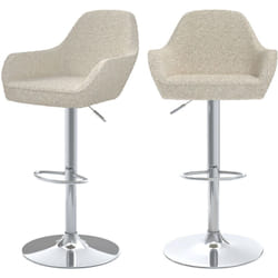 Lot de 2 chaises de bar effet laine bouclette blanc cassé 63/83 cm - Adam