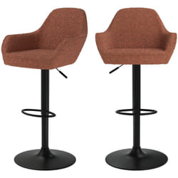 Lot de 2 chaises de bar effet laine bouclette rouge brique 63/83 cm - Adam