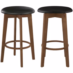 Lot de 2 tabourets pour îlot central 66 cm en cuir synthétique noir - Vahina