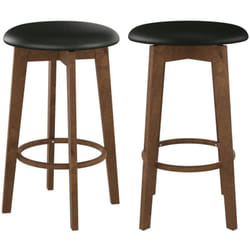 Lot de 2 tabourets pour îlot central 66 cm en cuir synthétique noir - Vahina