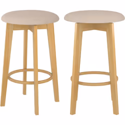 Lot de 2 tabourets pour îlot central 66 cm en tissu beige - Vahina