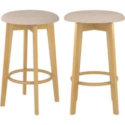 Lot de 2 tabourets pour îlot central 66 cm en tissu beige - Vahina