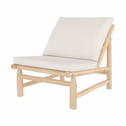 Fauteuil de jardin en teck et coussins blanc cassé - Makam