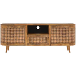 Meuble TV en bois de manguier et cannage 145 cm - Wava