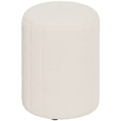 Pouf rond en tissu blanc bouclé - eva