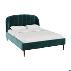 Lit double 140x190 cm en velours vert et pieds doré - Gala