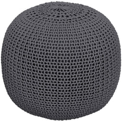 Pouf tricot rond en coton gris foncé  D40 cm - Elisa