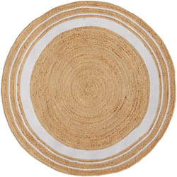 Tapis rond en jute naturel et blanc D150 cm - Anaïs