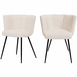 Lot de 2 chaises en tissu bouclé beige et pieds en métal - Cosette