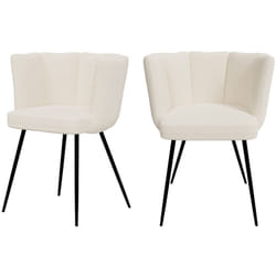 Lot de 2 chaises en tissu bouclé beige et pieds en métal - Cosette