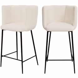 Lot de 2 chaises pour îlot central 67 cm en tissu bouclé beige - Rosy