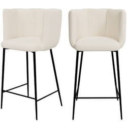 Lot de 2 chaises pour îlot central 67 cm en tissu bouclé beige - Rosy