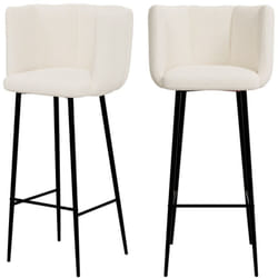 Lot de 2 chaises de bar en tissu bouclé beige 75 cm - Rosy
