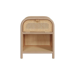 Table de chevet en bois massif, 1 porte et 1 niche - Alata
