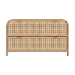 Commode en rotin et bois massif, 2 portes abattantes - Alata