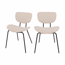 Lot de 2 chaises en tissu beige et pieds en métal noir - Verner