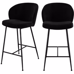 Lot de 2 chaises pour îlot central 66 cm en tissu bouclé noir - Groom