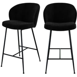 Lot de 2 chaises pour îlot central 66 cm en tissu bouclé noir - Groom