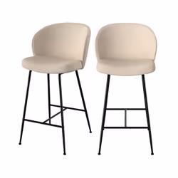 Lot de 2 chaises pour îlot central 66 cm en tissu bouclé beige - Groom