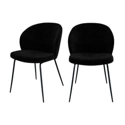 Lot de 2 chaises en tissu bouclé noir et pieds en métal - Groom
