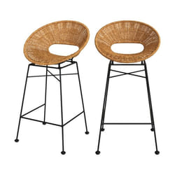 Lot de 2 tabourets pour îlot central 65 cm en résine tressée - Rava
