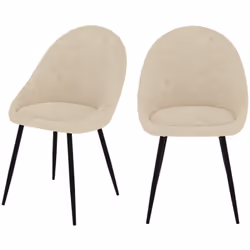 Lot de 2 chaises en tissu bouclé blanc cassé - Rona