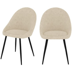 Lot de 2 chaises en tissu bouclé blanc cassé - Rona