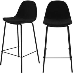 Lot de 2 chaises pour îlot central 65.5 cm en tissu bouclette noir - Henrik