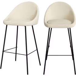 Lot de 2 chaises de bar en tissu bouclette blanche 75 cm - Misty
