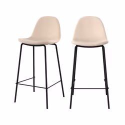 Lot de 2 chaises pour îlot central 65.5 cm en tissu bouclette beige - Henrik