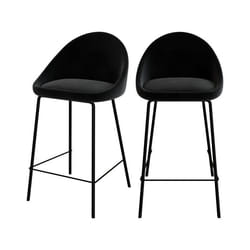 Lot de 2 chaises pour îlot central 65 cm en velours noir - Misty
