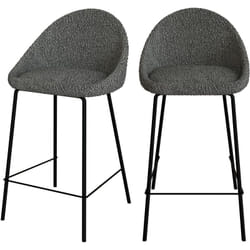 Lot de 2 chaises pour îlot central 65 cm en tissu bouclette gris - misty