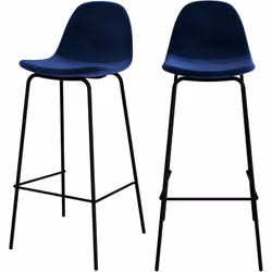 Lot de 2 chaises de bar en velours bleu foncé 75 cm - Henrik