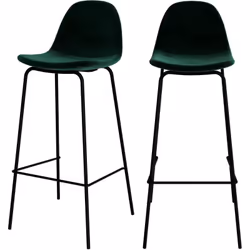Lot de 2 chaises de bar en velours vert foncé 75 cm - Henrik