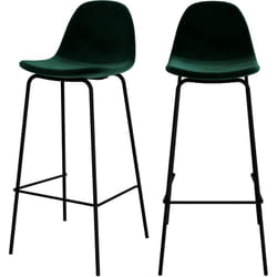 Lot de 2 chaises de bar en velours vert foncé 75 cm - Henrik