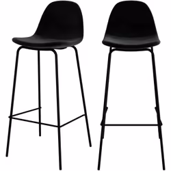 Lot de 2 chaises de bar en velours noir 75 cm - Henrik