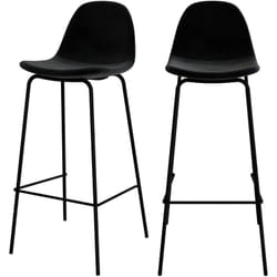 Lot de 2 chaises de bar en velours noir 75 cm - Henrik