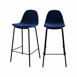 Lot de 2 chaises pour îlot central 65 cm en velours bleu foncé - Henrik