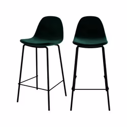 Lot de 2 chaises pour îlot central 65 cm en velours vert foncé - Henrik